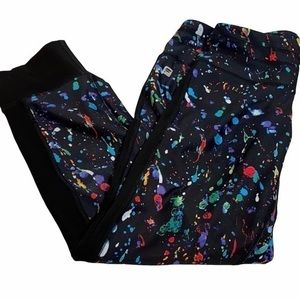Fabletics Black Leggings with Color Splatter